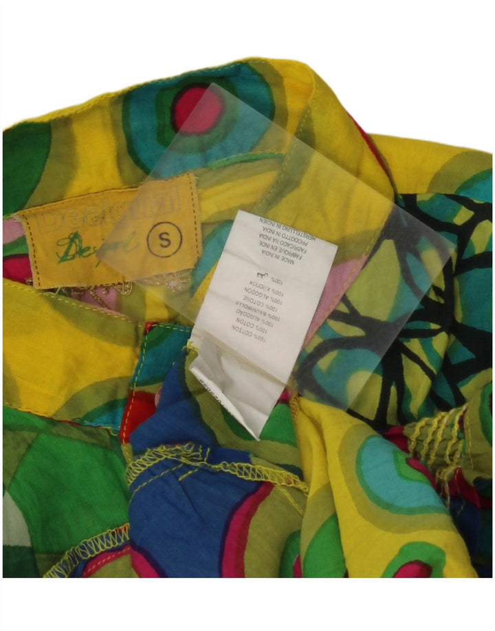 DESIGUAL Womens Blouse Top UK 10 Small Multicoloured Geometric Cotton
