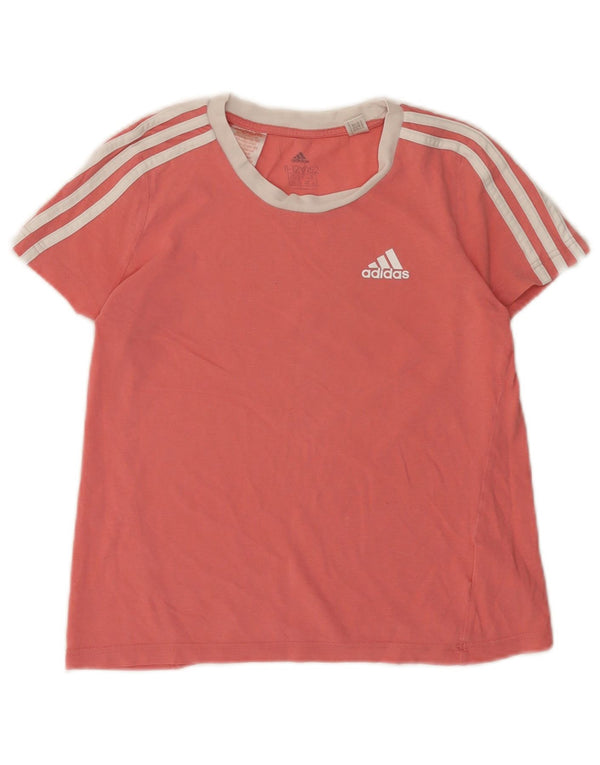 ADIDAS Girls T-Shirt Top 11-12 Years Pink Colourblock Cotton