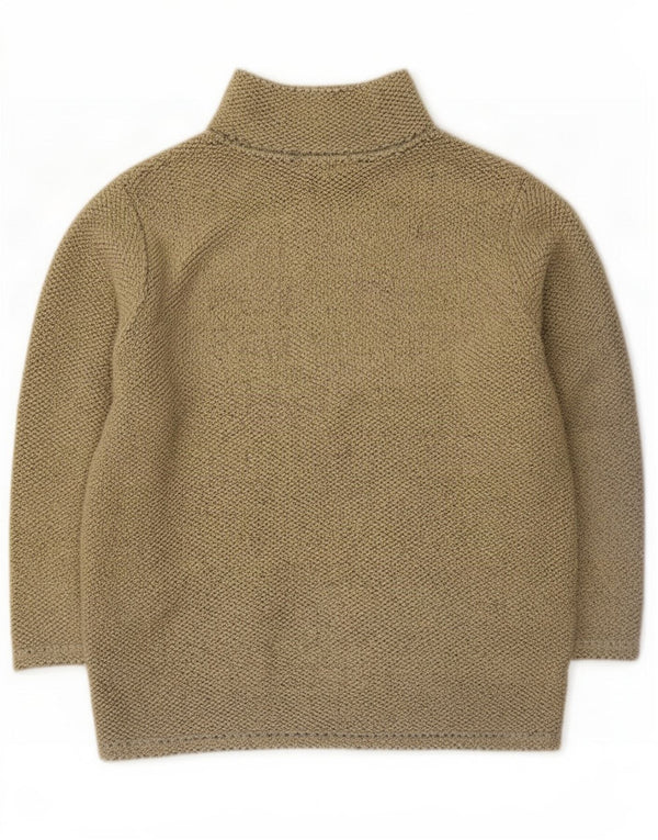 Vintage Womens Fleece Tracksuit Top Jacket UK 14 Large Beige Polyester