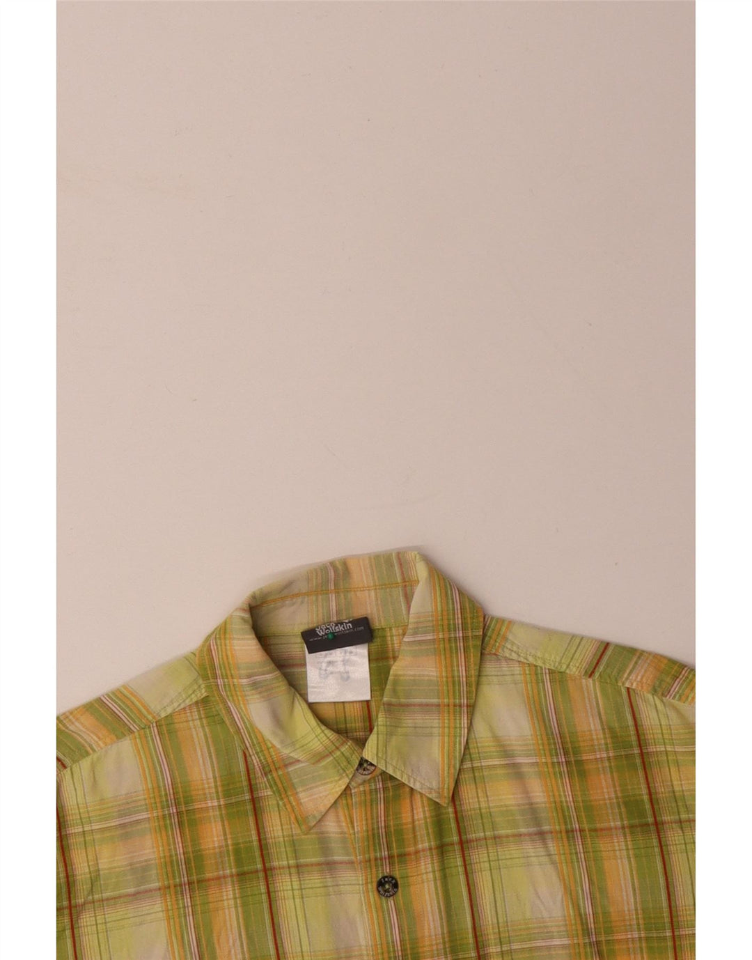 JACK WOLFSKIN Mens Short Sleeve Shirt Medium Yellow Check Cotton