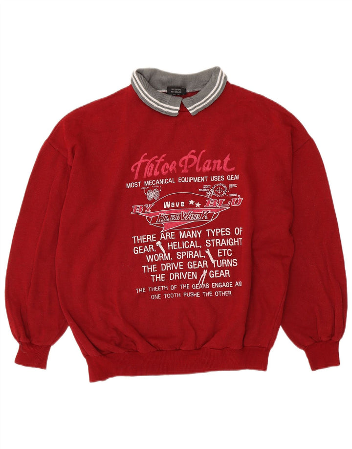 EXPRESS Womens Oversized Graphic Sweatshirt Jumper UK 14 Medium Red