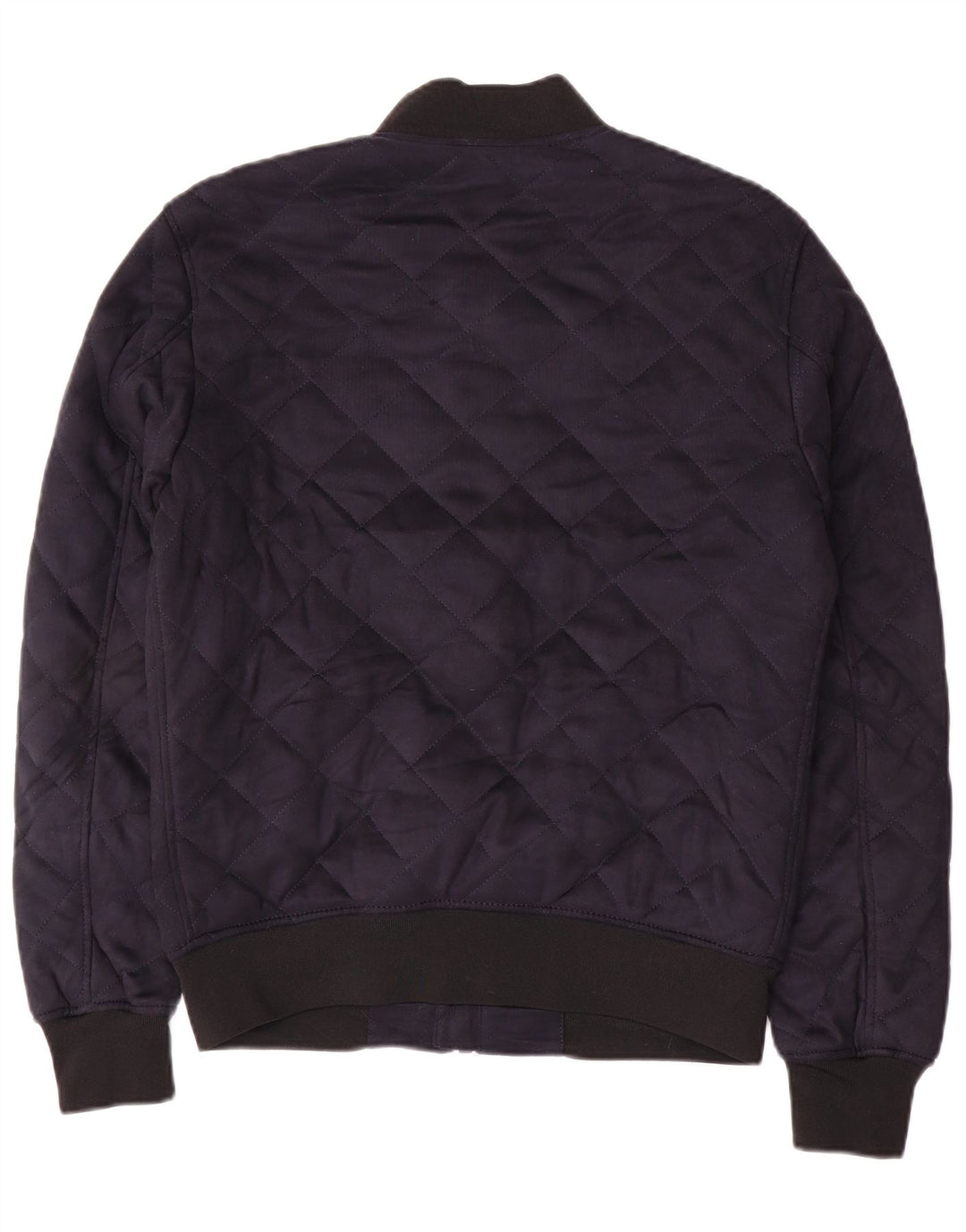 Zara Mens Quilted Jacket UK 38 Medium Navy Blue Polyester