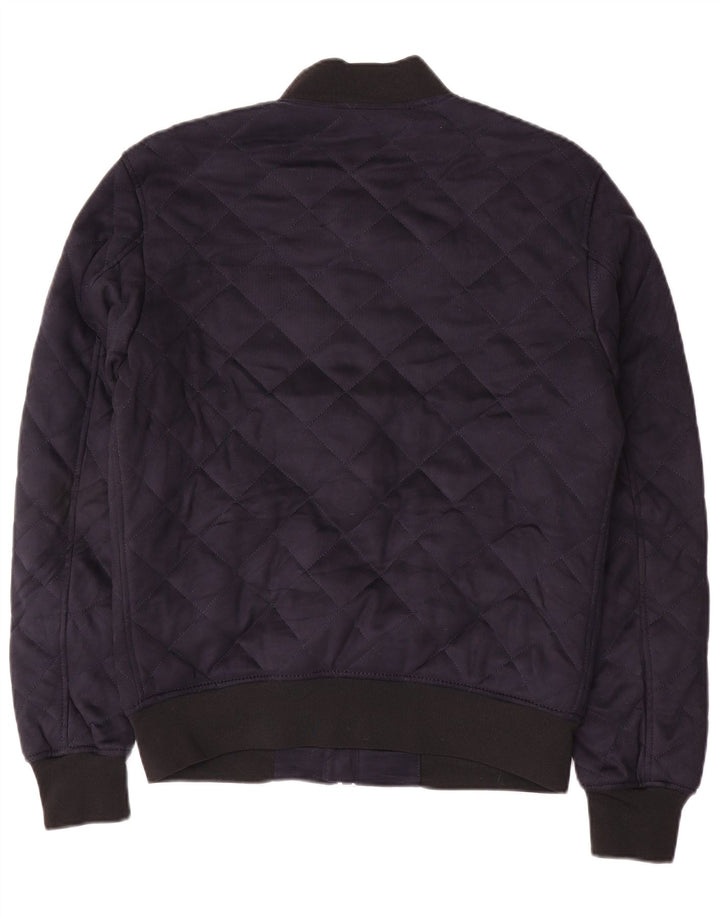 Zara Mens Quilted Jacket UK 38 Medium Navy Blue Polyester