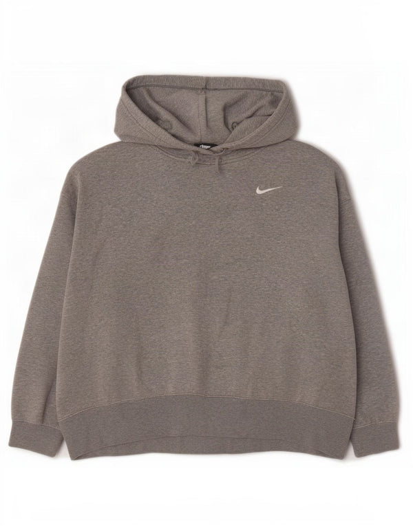 Nike Womens Oversized Hoodie Jumper UK 18 XL Grey Flecked Cotton