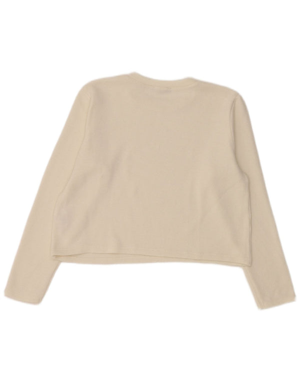 Zara Womens Crop Top Long Sleeve UK 14 Medium White Polyester
