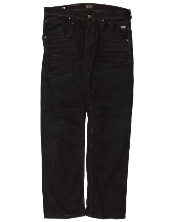 Jack & Jones Mens Straight Jeans W34 L34 Navy Blue Cotton