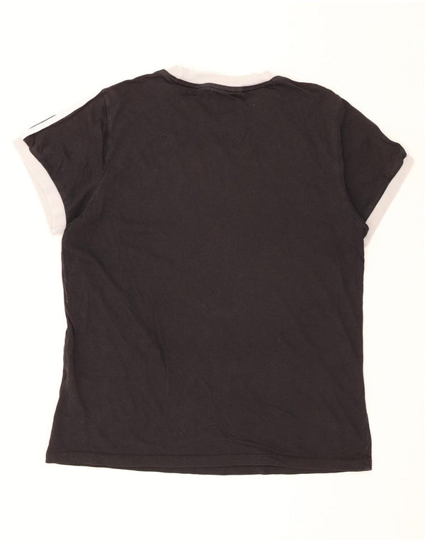 Adidas Womens T-Shirt Top UK 12 Medium Black Cotton