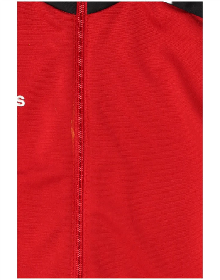 Adidas Mens Tracksuit Top Jacket Small Red Colourblock Polyester