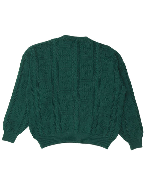 IL GRANCHIO Mens Crew Neck Jumper Sweater XL Green Wool