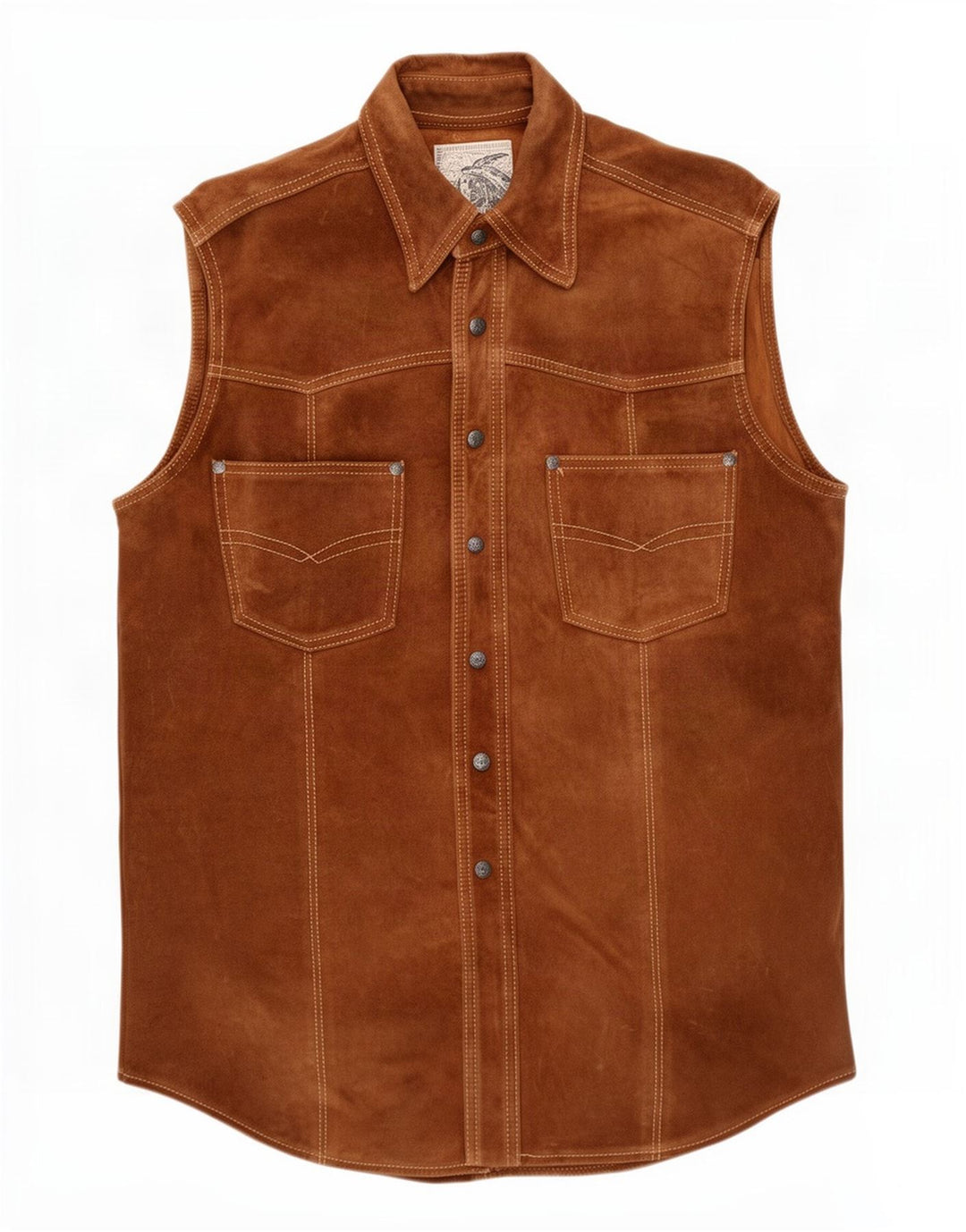 Vintage Mens Suede Gilet UK 36 Small Brown
