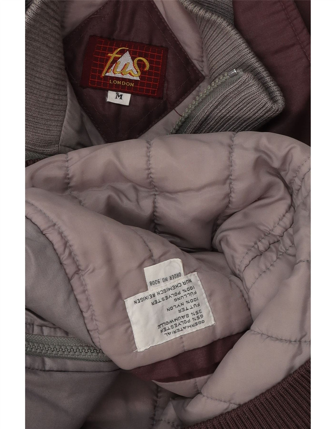 Vintage Mens Bomber Jacket UK 38 Medium Burgundy Colourblock Polyester