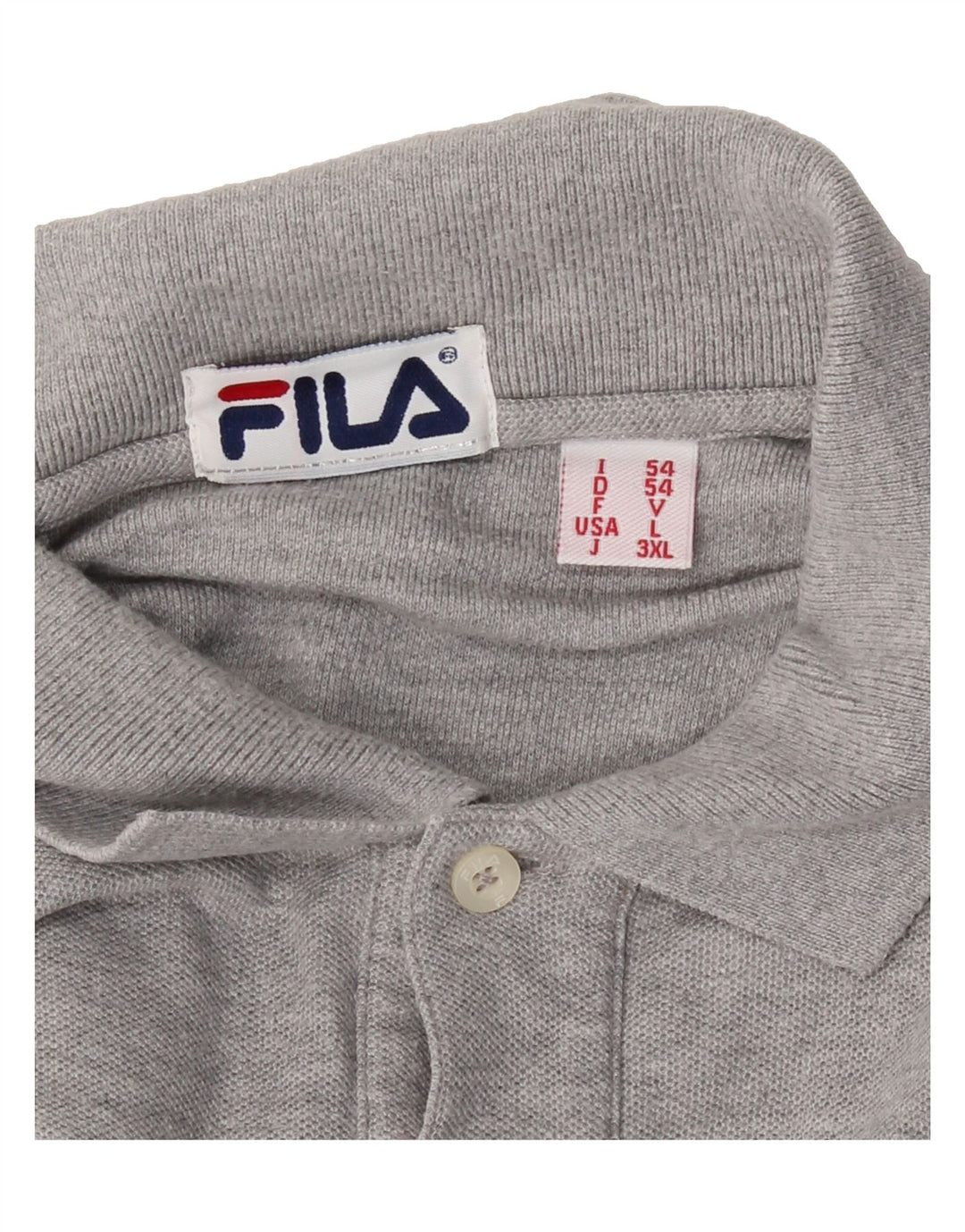 FILA Mens Long Sleeve Polo Shirt Large Grey Vintage Fila and Second-Hand Fila from Messina Hembry 