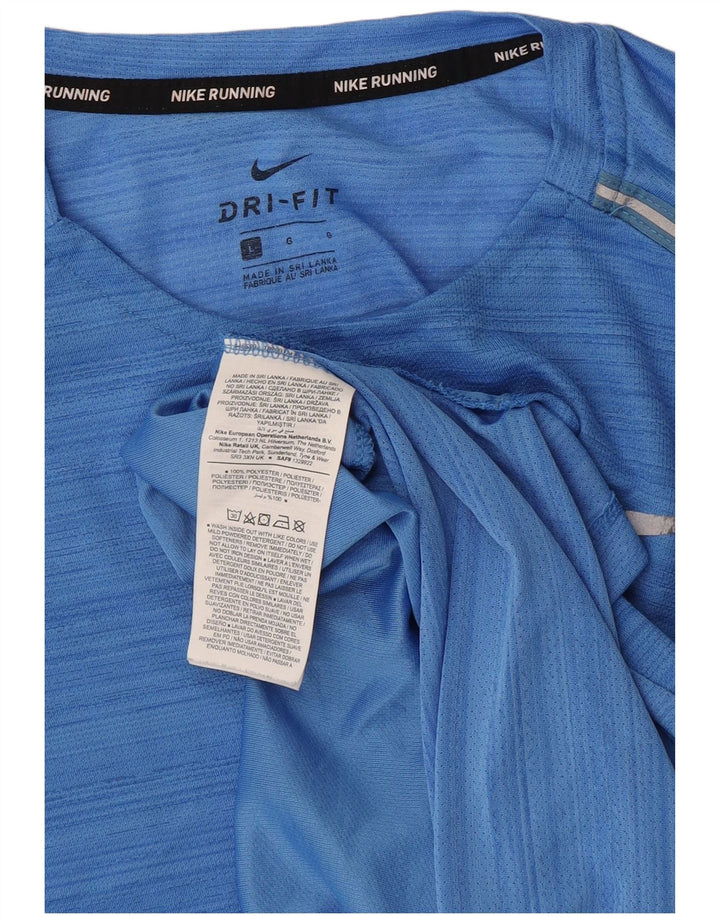 Nike Mens Dri Fit T-Shirt Top Large Blue Striped Polyester