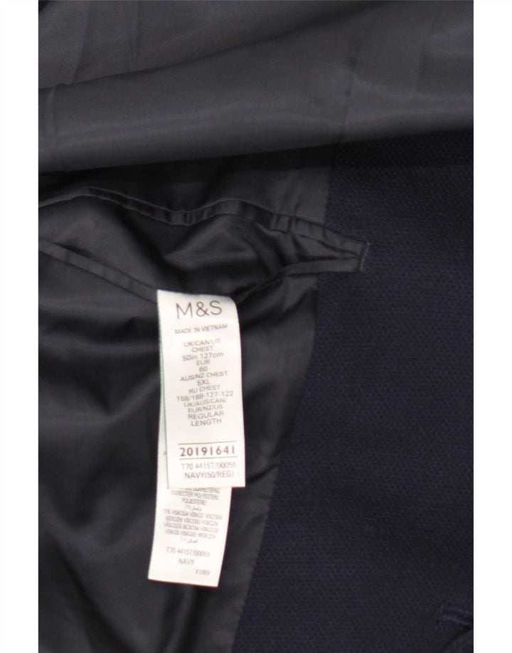 Marks & Spencer Mens 2 Button Blazer Jacket UK 50 5XL Navy Blue Polyamide