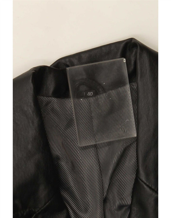 Vintage Womens Leather Coat EU 40 Medium Black