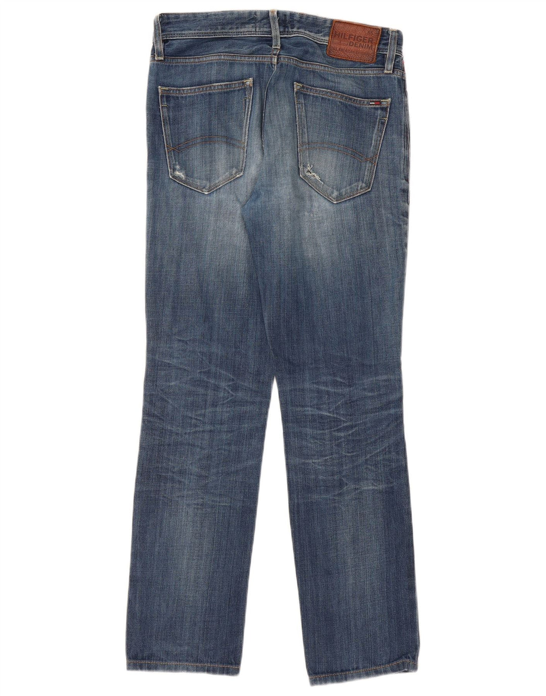 TOMMY HILFIGER Mens Distressed Straight Jeans W30 L32 Blue Cotton
