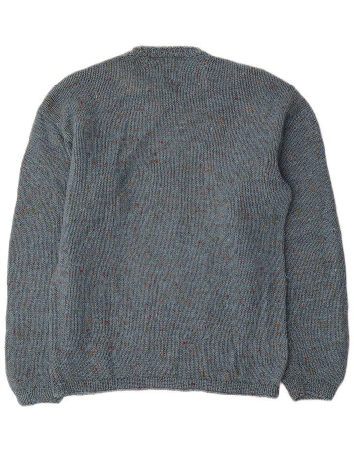 Vintage Mens Crew Neck Jumper Sweater Medium Blue Flecked