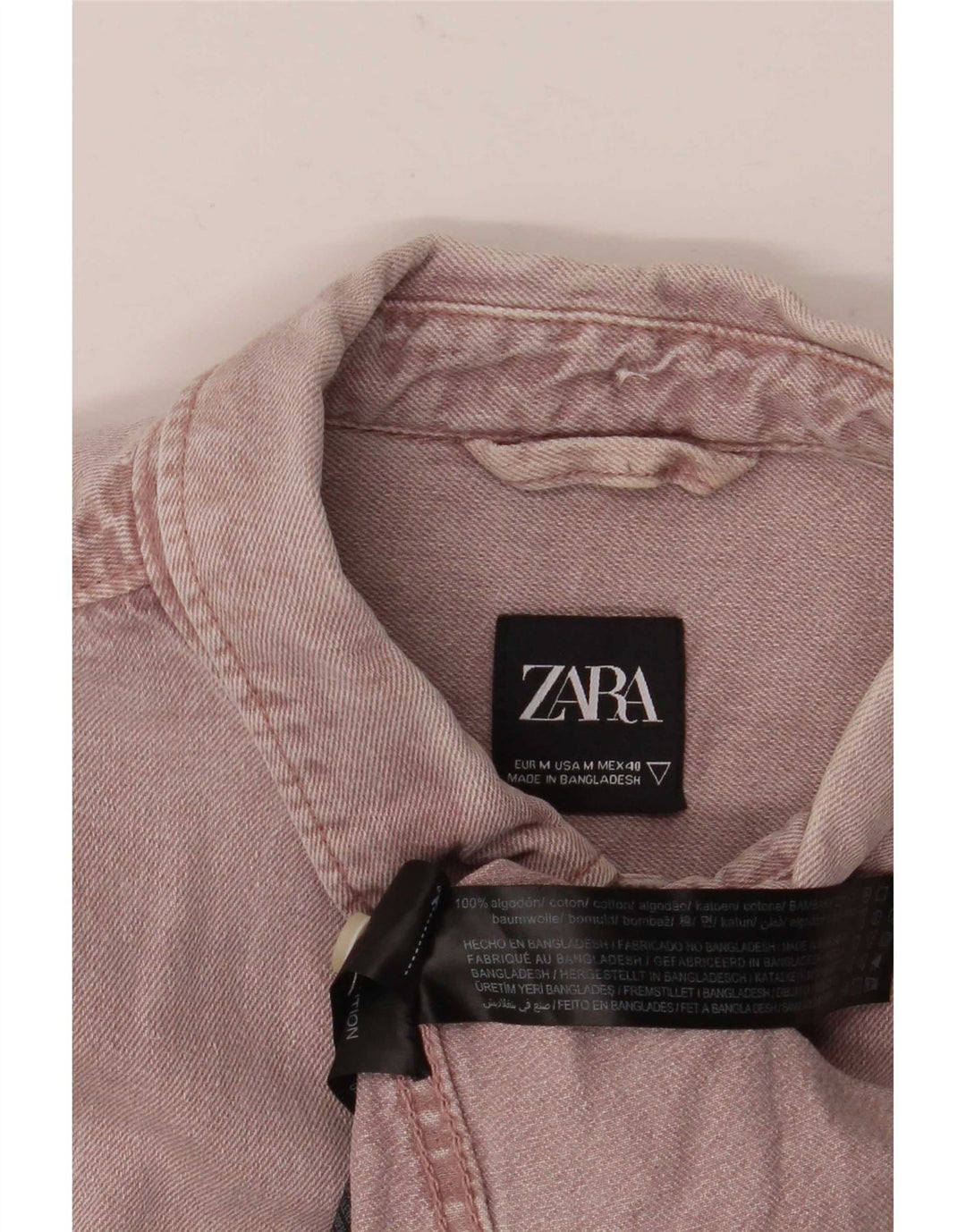 Zara Mens Denim Shirt Medium Purple Cotton