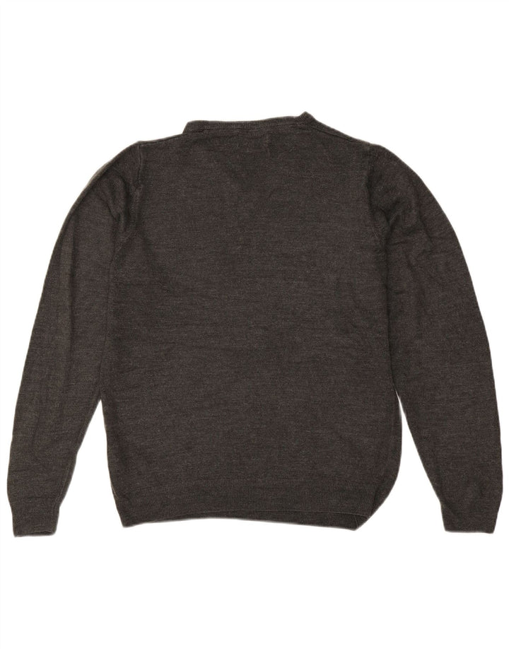 Marks & Spencer Mens V-Neck Jumper Sweater Medium Grey Acrylic