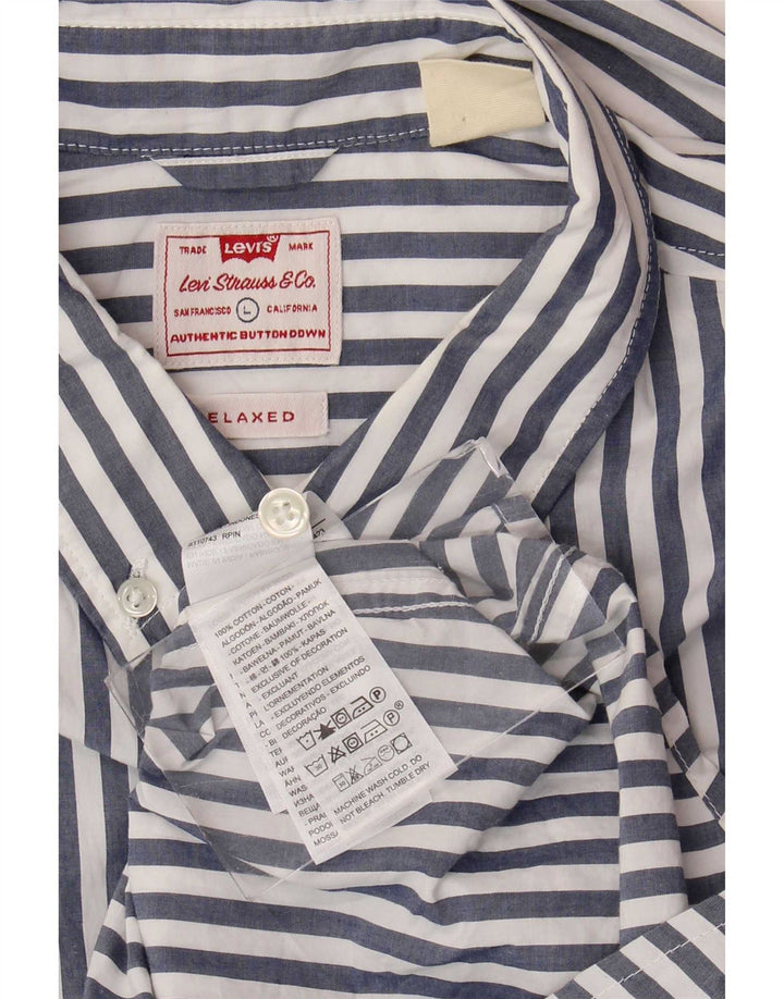 Levi's Mens Relaxed Shirt Large Blue Pinstripe Cotton