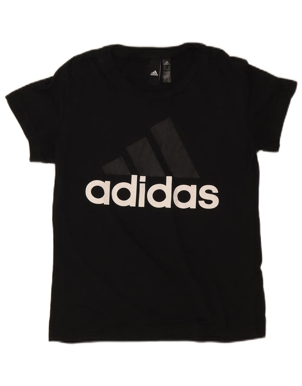 Adidas Womens Graphic T-Shirt Top UK 8/10 Small Black Cotton