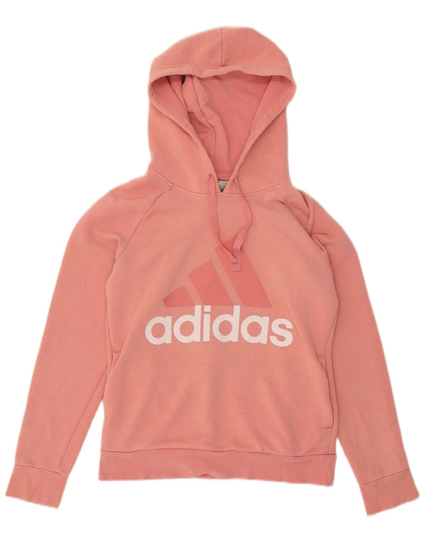 Adidas Womens Graphic Hoodie Jumper UK 8/10 Small Pink Cotton