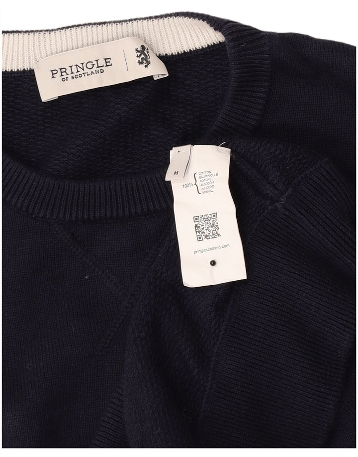 Pringle Mens Crew Neck Jumper Sweater Medium Navy Blue Cotton