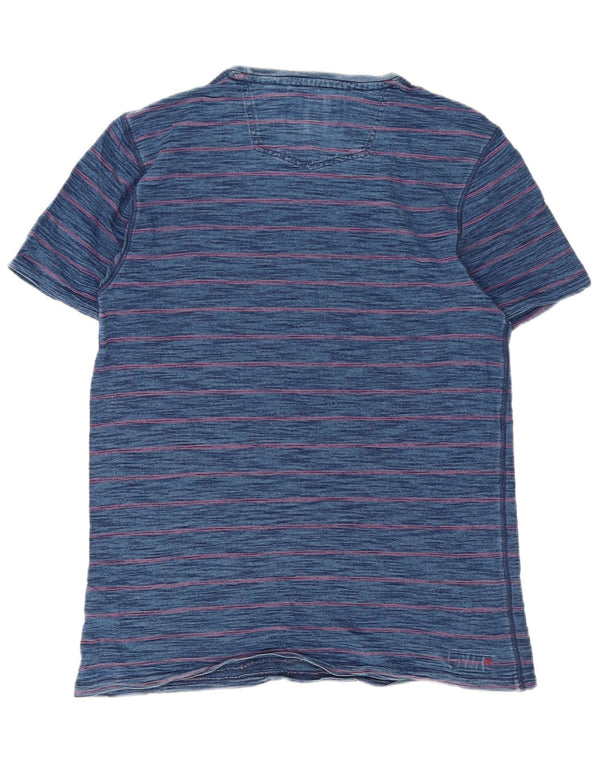 Fat Face Mens T-Shirt Top Medium Navy Blue Pinstripe Cotton