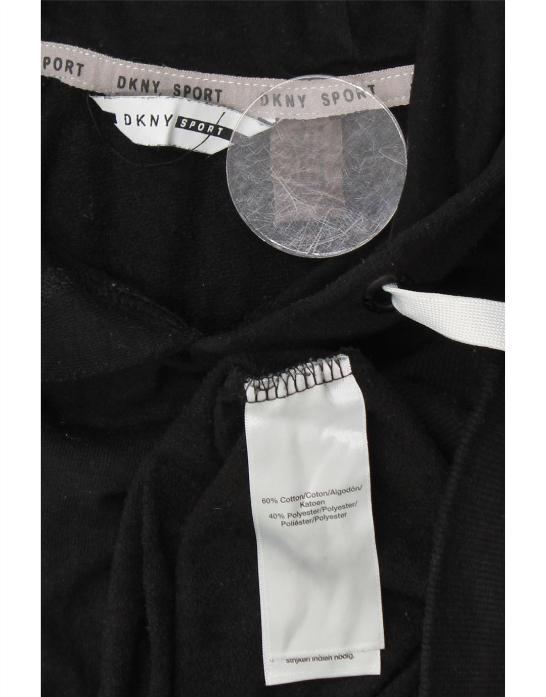 DKNY Womens Hoodie Jumper UK 14 Medium Black Cotton