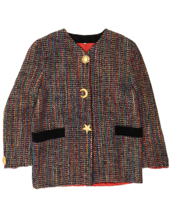Vintage Womens 3 Button Blazer Jacket IT 42 Medium Multicoloured Striped