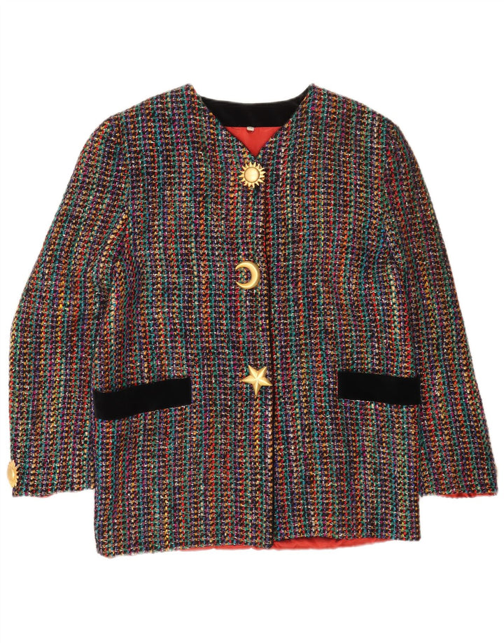 Vintage Womens 3 Button Blazer Jacket IT 42 Medium Multicoloured Striped