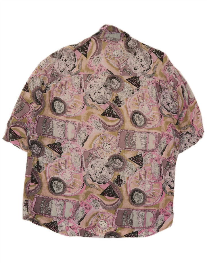 Vintage Mens Abstract Pattern Short Sleeve Shirt Medium Multicoloured