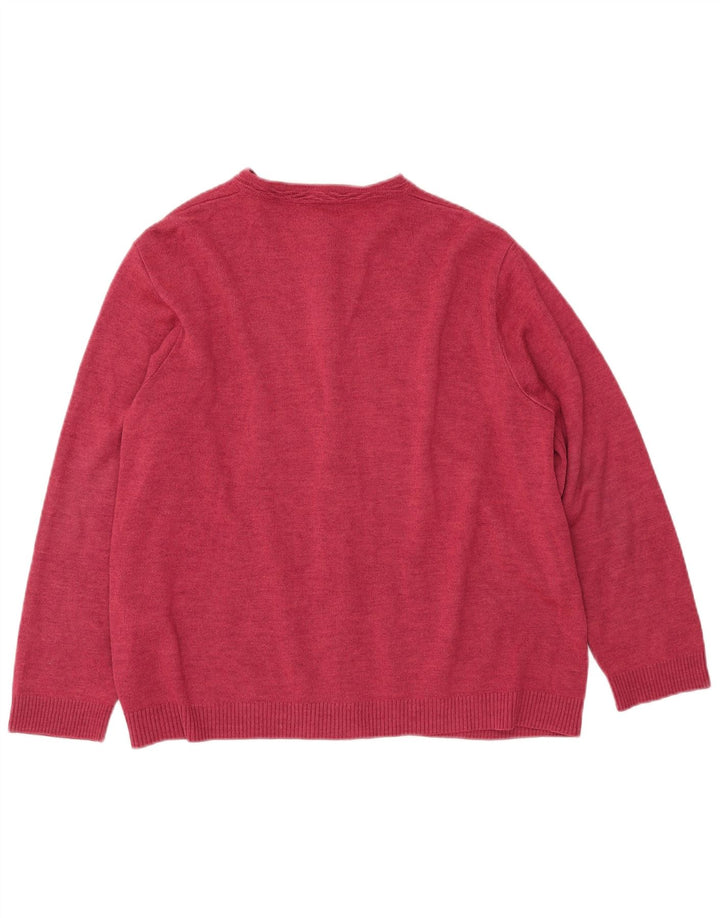 CASTLE OF IRELAND Womens Cardigan Sweater UK 16 Large Pink Wool