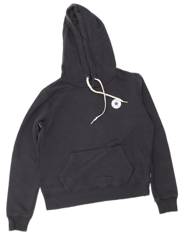 Converse Womens Hoodie Jumper UK 10 Small Navy Blue Cotton
