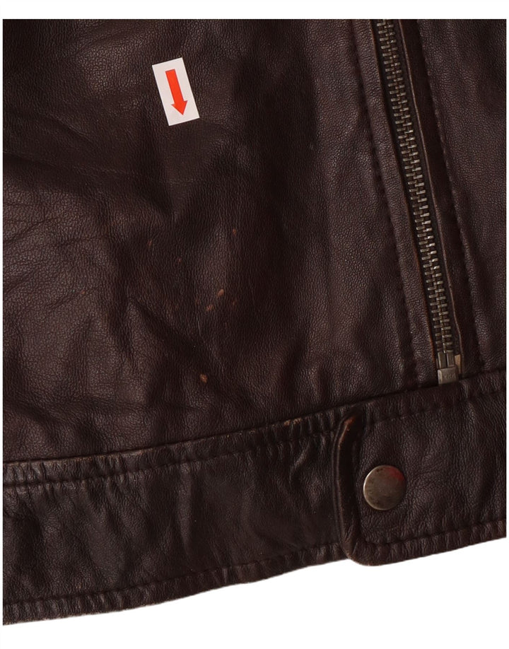 Conbipel Mens Military Leather Jacket IT 54 XL Brown Lambskin