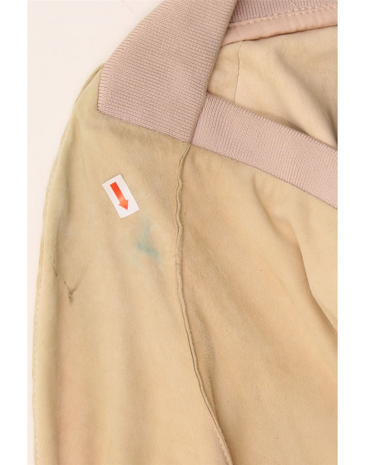 MONTGOMERY Womens Suede Bomber Jacket UK 14 Medium Beige Colourblock Vintage MONTGOMERY and Second-Hand MONTGOMERY from Messina Hembry 