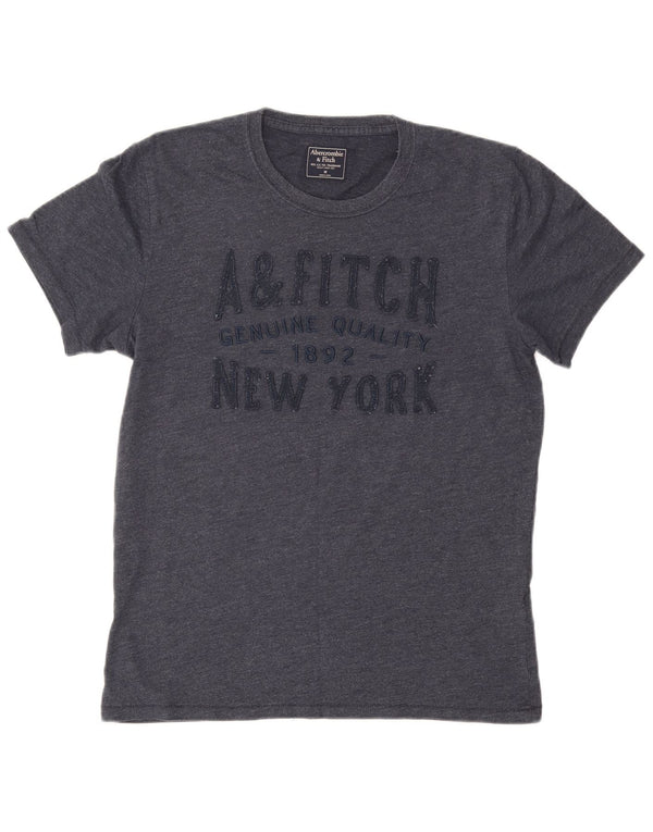 ABERCROMBIE & FITCH Mens Graphic T-Shirt Top Medium Navy Blue Cotton