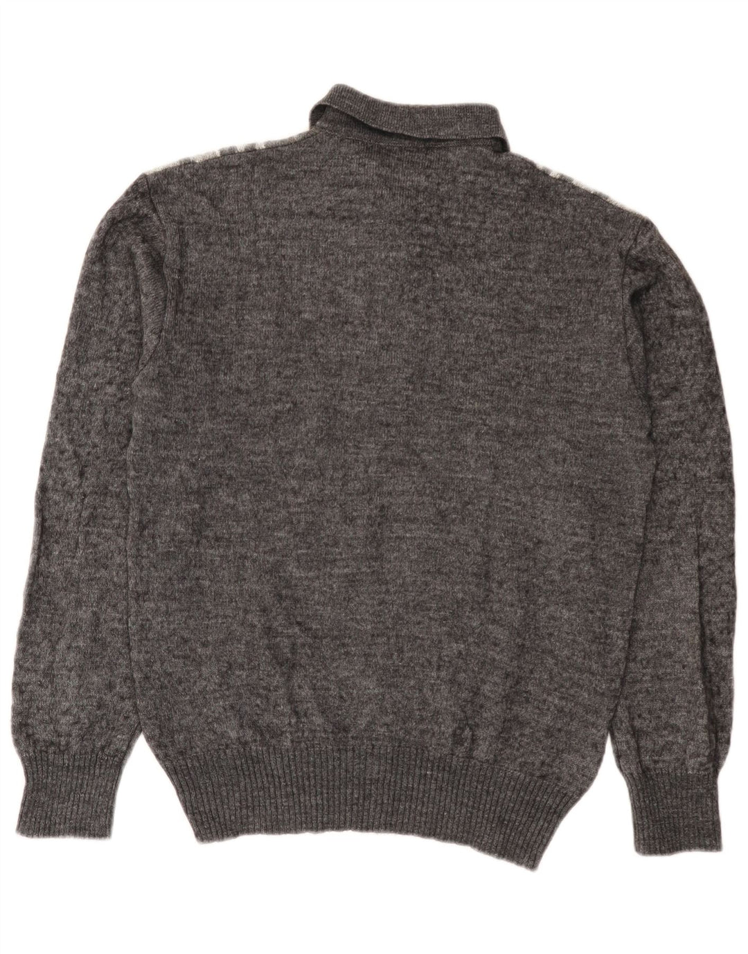 Rinaldi Mens Polo Neck Jumper Sweater Medium Grey Argyle/Diamond Wool