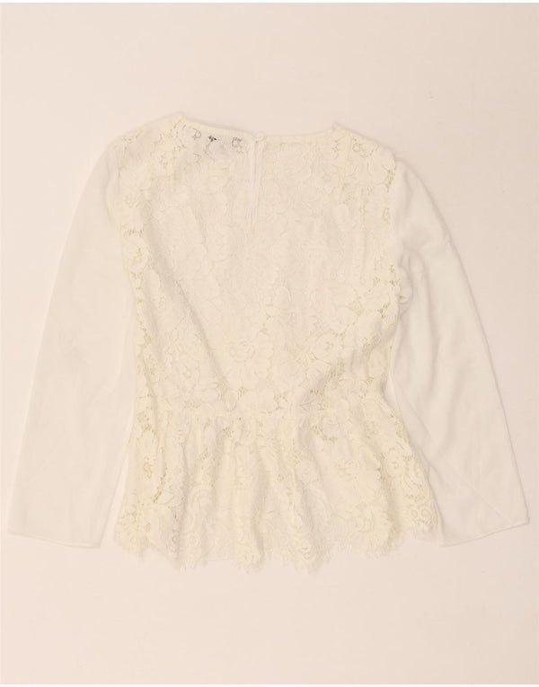 French Connection Womens 3/4 Sleeve Blouse Top UK 10 Small White Floral