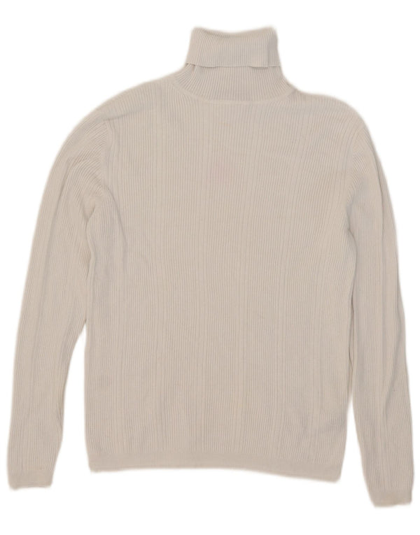 Marks & Spencer Womens Roll Neck Jumper Sweater UK 12 Medium White Viscose