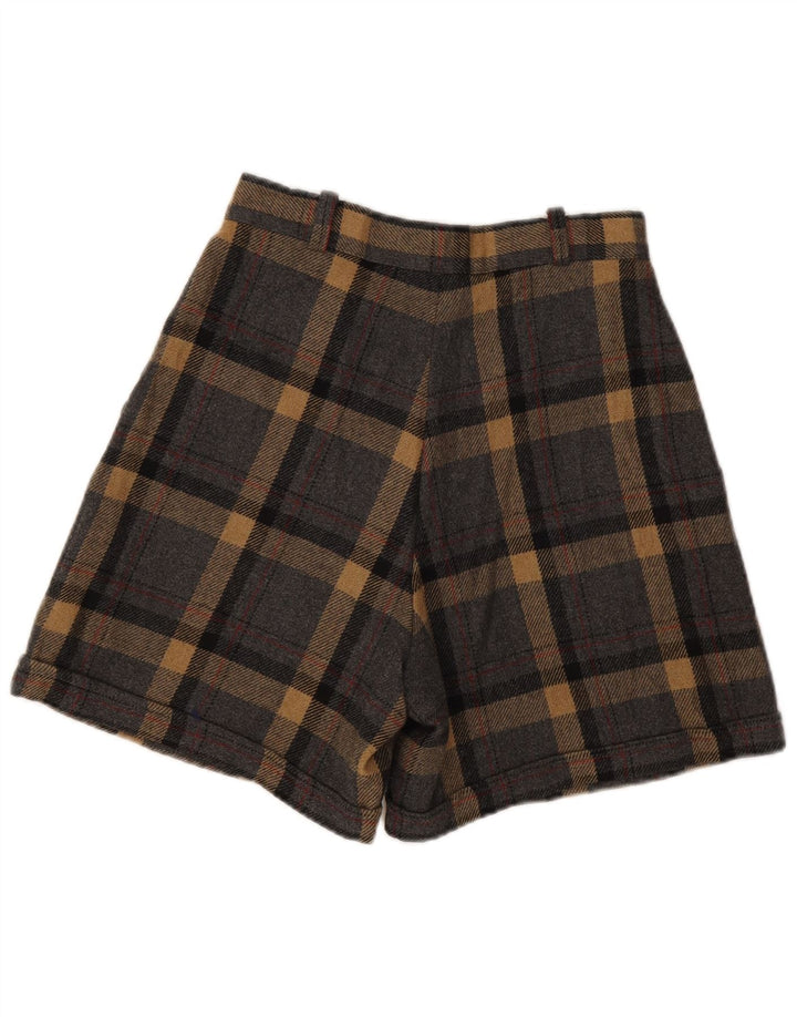 VINTAGE Womens Wide Leg Chino Shorts IT 42 Medium W28 Grey Plaid