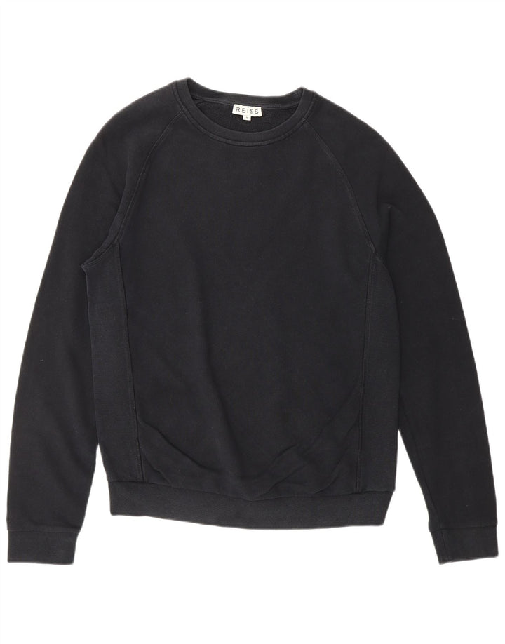 REISS Womens Sweatshirt Jumper UK 14 Medium Navy Blue Cotton