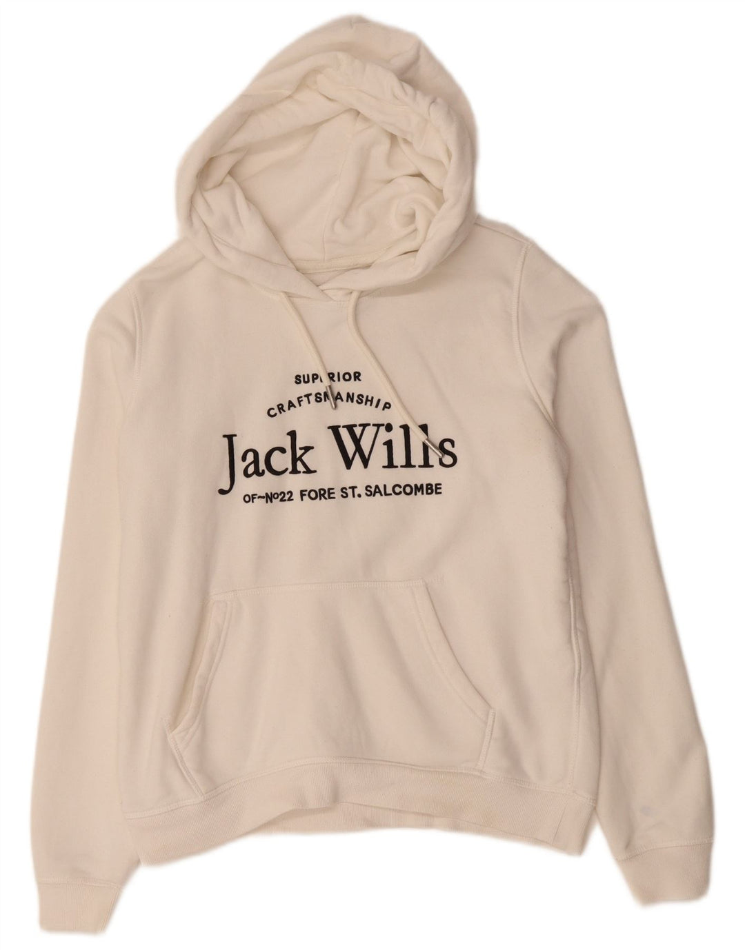 JACK WILLS Womens Graphic Oversized Hoodie Jumper UK 10 Small White Cotton