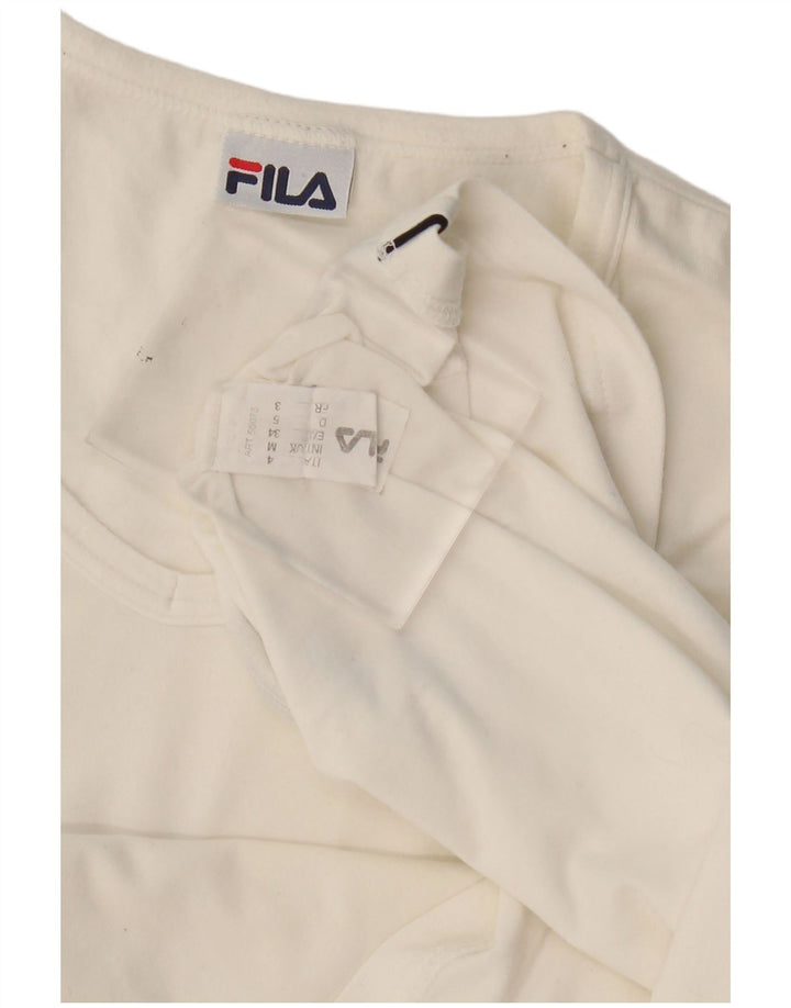 Fila Womens T-Shirt Top UK 14 Medium White Cotton