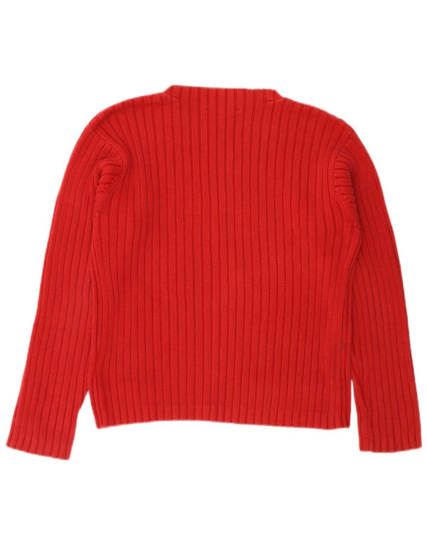 TOMMY HILFIGER Womens Graphic Crew Neck Jumper Sweater UK 14 Medium Red