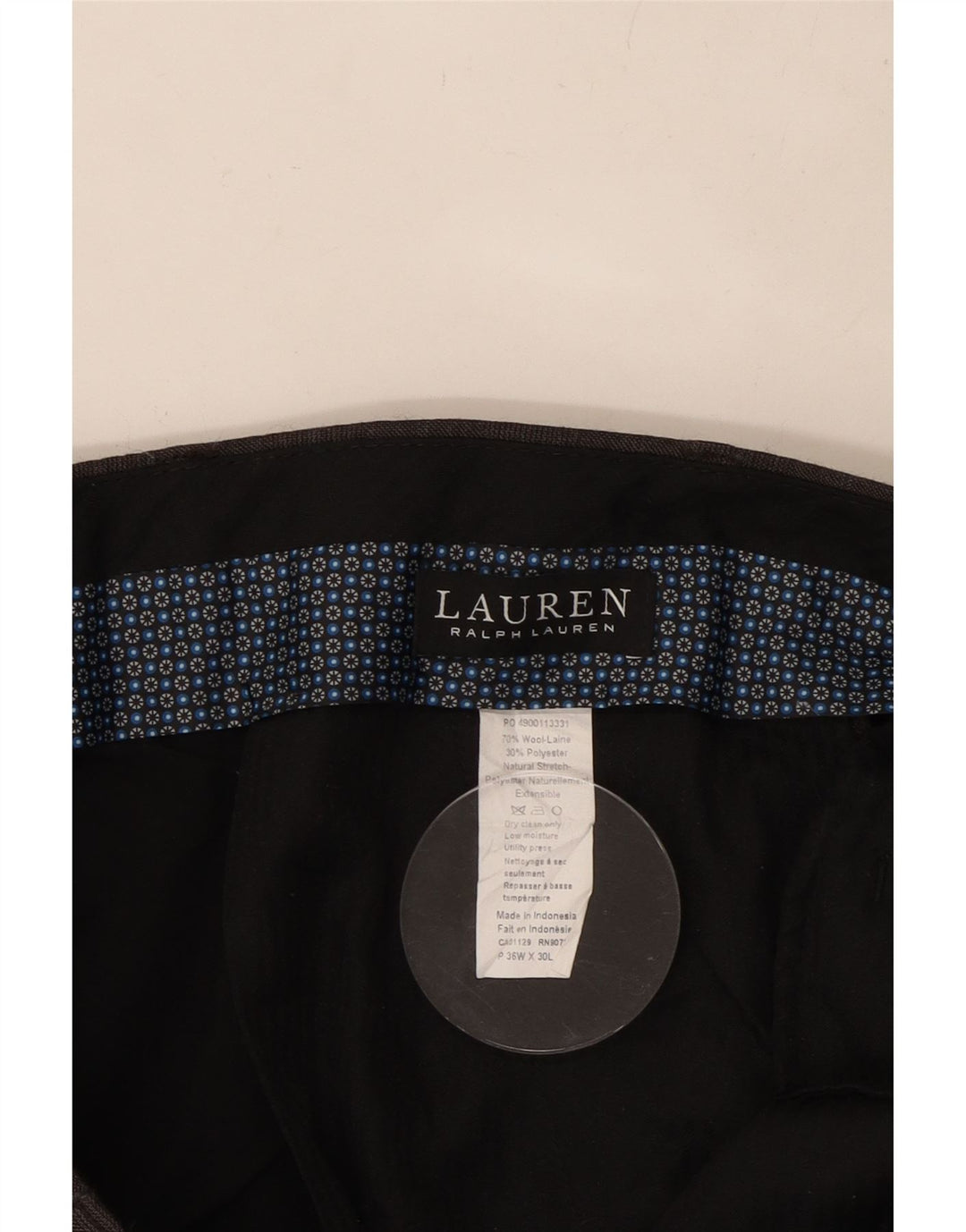 RALPH LAUREN Mens Straight Suit Trousers W36 L26 Grey Check Wool Vintage Ralph Lauren and Second-Hand Ralph Lauren from Messina Hembry 