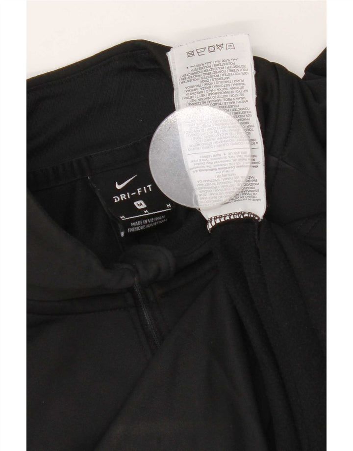 Nike Mens Dri Fit Zip Neck Pullover Tracksuit Top Medium Black Polyester