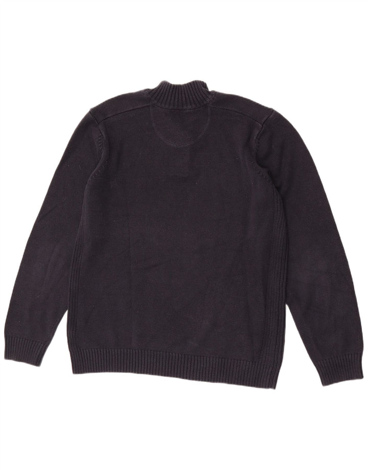 Marks & Spencer Mens Button Neck Jumper Sweater Large Navy Blue