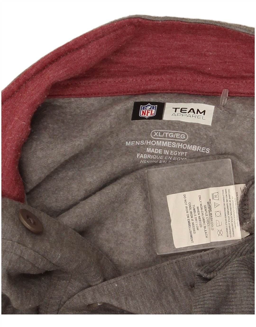 NFL Mens Button Neck Sweatshirt Jumper XL Grey Colourblock Polyester