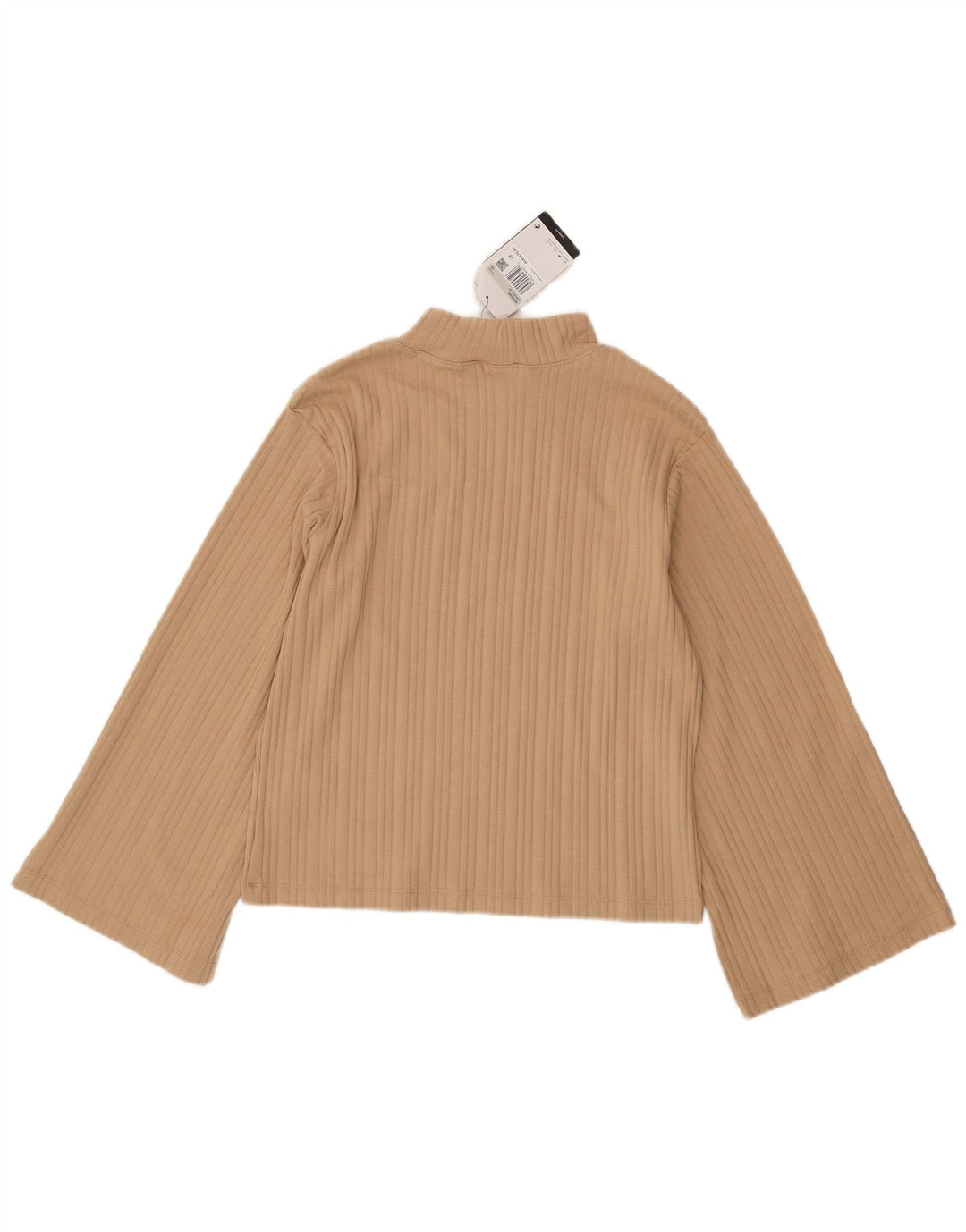 Nike Womens Top Long Sleeve UK 6 XS Beige Cotton